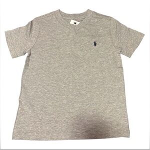 Polo by Ralph Lauren Heather Gray Short Sleeve V-Neck Tee with Navy Pony